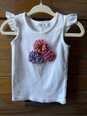Oh Baby! White Ruffle 3D Ice Cream Tank Top for Baby